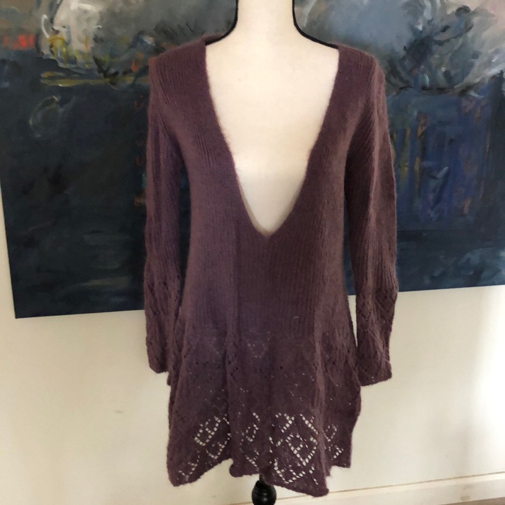 Gliv plunge neck mohair blend long sweater dress